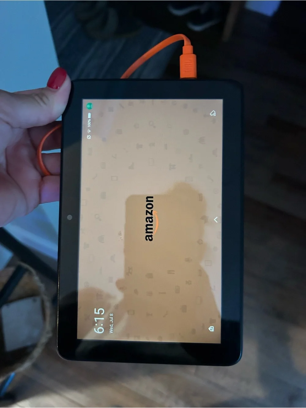 Amazon Fire Tablet with Bright Orange USB Charging Cable